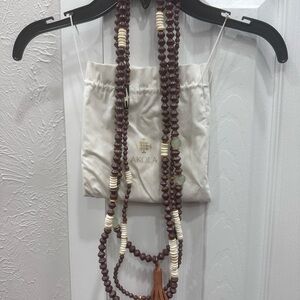Rustic Brown and Cream Triple-Strand Necklace